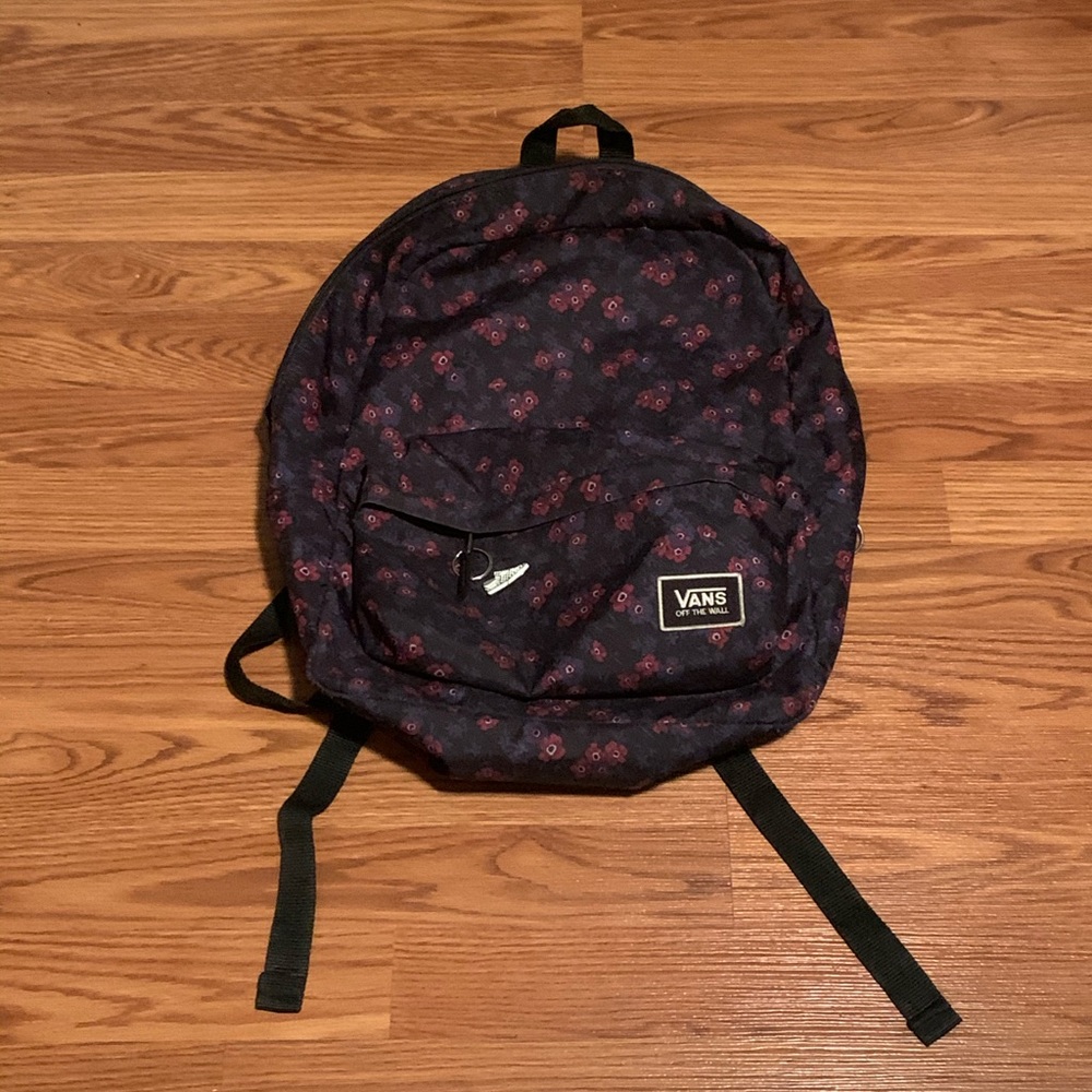 Vans Floral Backpack with Checkerboard Pin